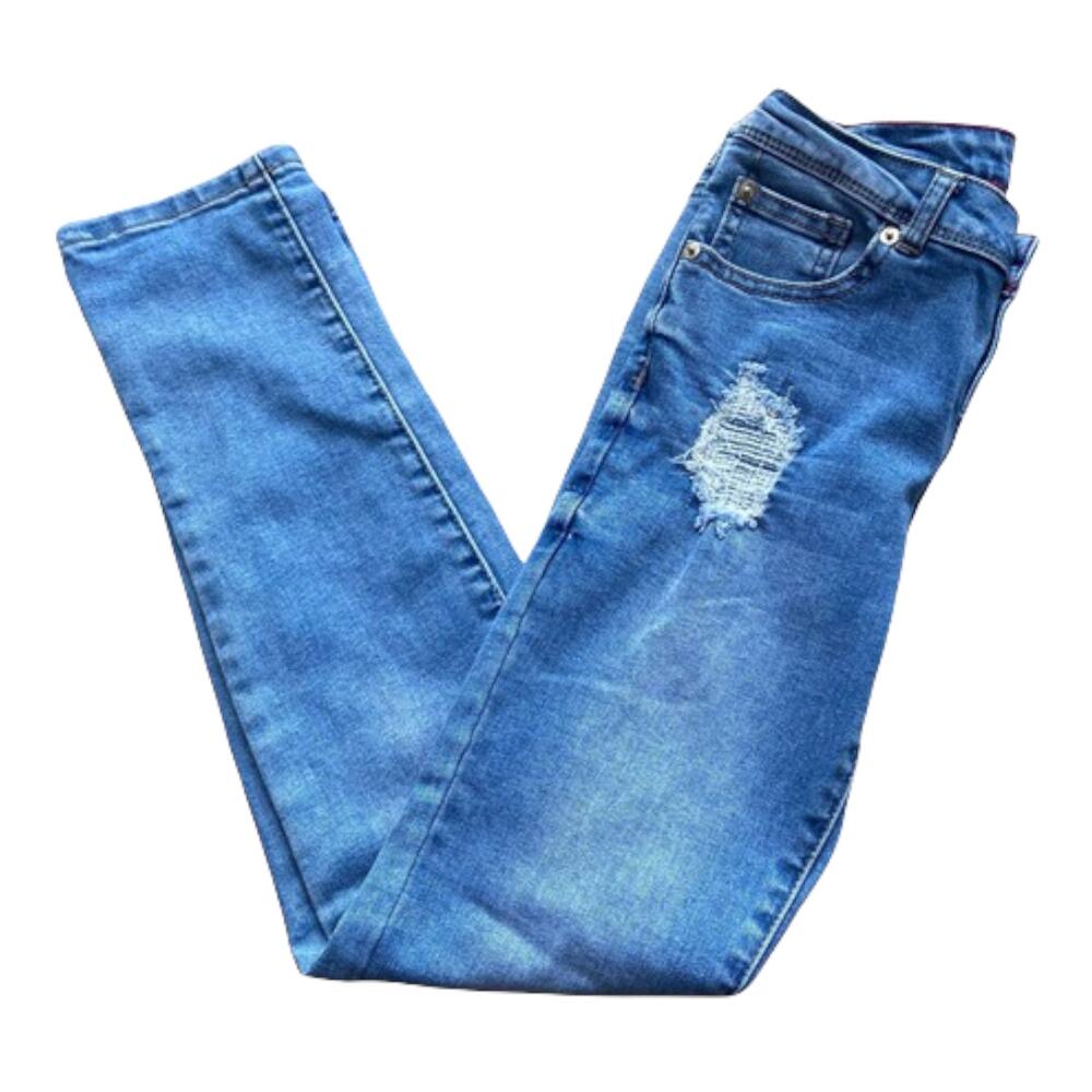 Copper Key Girls Jeans Size 12 Distressed Skinny Light Blue Wash Cotton Blend